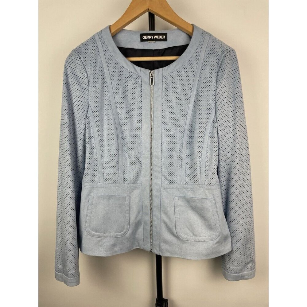 Gerry Weber Baby Blue Faux Suede Full‎ Zip Structured Jacket
